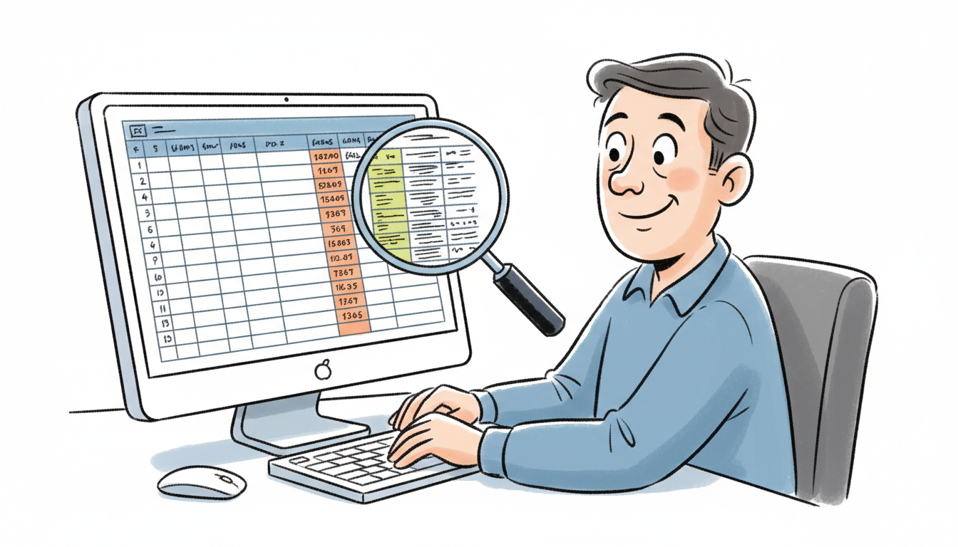 Store owner discovering hidden order data in custom columns - marker sketch illustration